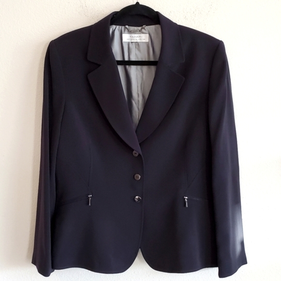 Tahari Black Button Front Blazer - Picture 1 of 14